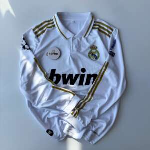 Real Madrid 2011-12 Retro Home Jersey Long Sleeve - Gold Edition